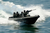 Fototapeta  - Navy Special Force  ride fast interceptor boat