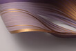 Gold bronze, violet  color strip gradient wave paper on gray. Abstract texture background.