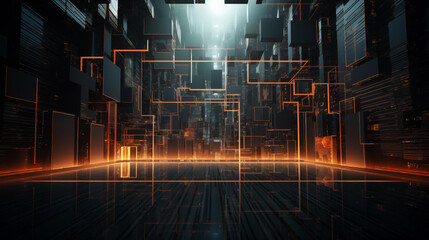 Artificial Intelligence digital binary code abstract background technology futuristic. neon light background.