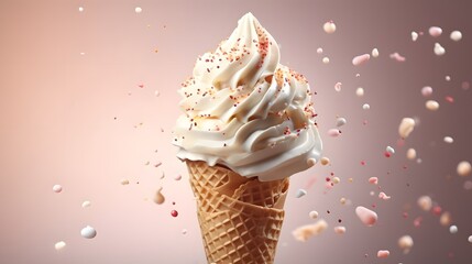 Wall Mural - vanilla ice cream cone on isolated background