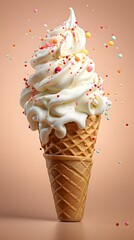 Wall Mural - vanilla ice cream cone on isolated background