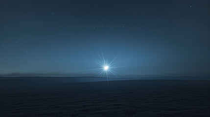 Wall Mural - bright sirius star shines in the night sky, illuminating an open field below. the vast expanse of la