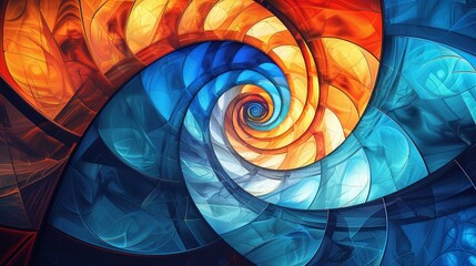 Wall Mural - A colorful spiral with blue, red, and yellow colors