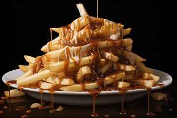 Wall Mural - Delicious french fries with caramel sauce