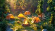 Forest Campfire Gathering: Cozy Atmosphere Amidst Nature's Serenity