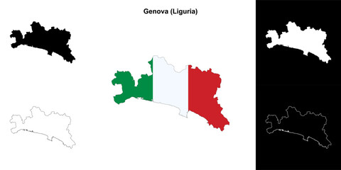 Genova province outline map set