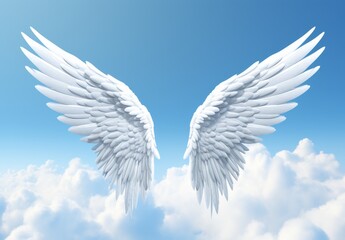 Poster - Angelic wings against blue sky