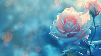 Wall Mural - Blurred background with rose of blue color realistic