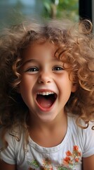 Poster - Joyful child with curly hair