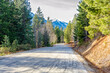Mountain road with forest foreground in Vancouver, Canada, North America. Day time.