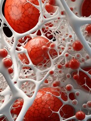 Poster - abstract medical background with red blood cells and vessels