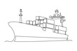 Simple continuous line draw of Front view of cargo ship carrying goods. cargo ship icon set. sea transportation symbols. oil tanker and lng tanker. isolated vector image