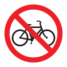 No Bicycle Allowed Symbol Vector Ilustration On White Background. Not Allow Bicycle Sign. No Bicycles Prohibited Traffic Sign The Red Circle Prohibiting Sing.