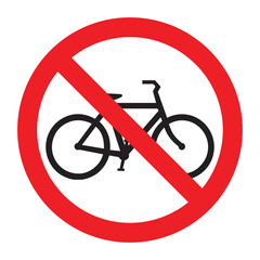 No bicycle allowed symbol vector ilustration on white background. Not allow bicycle sign. No Bicycles prohibited Traffic Sign The red circle prohibiting sing.