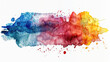 Vibrant watercolor stain with splashes on a white background