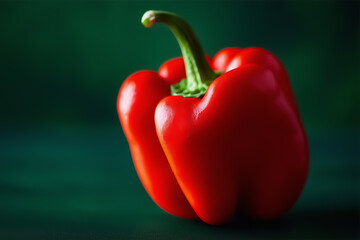 Wall Mural - Red pepper. Red bell pepper on a dark green background