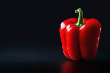 Red pepper. Red bell pepper on a dark background. Copy space