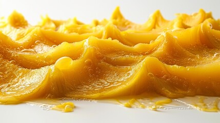Wall Mural - On a white background, yellow mango pulp is isolated