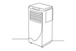 One continuous line drawing of portable air conditioner. Electricity household gadget template concept. Trendy single line draw design vector graphic illustration