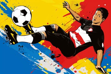 Wall Mural - Abstract football player on olympics background for international sports events and competitions, banner