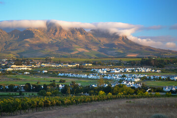 View of Stellenbosch South Africa and local vineyard