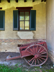 Antique, red cart at Friendship Hill National Historic Site and home of America's Swiss Founding Father, Albert Gallatin. 