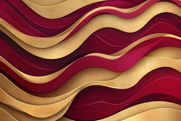 Canvas Print - abstract waves in rich crimson and gold, luxurious rhythmic flow background