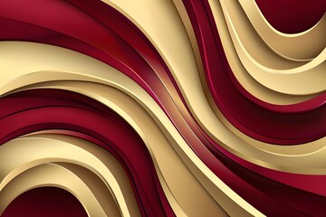 Wall Mural - sleek modern flowing crimson and gold waves, high-end decorative background design