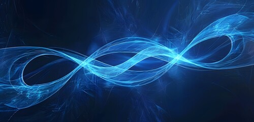 Wall Mural - ethereal digital art showing continuous loop of blue light waves, suggesting infinite motion against