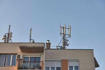 Wall Mural - Transmitter mobile network antennas