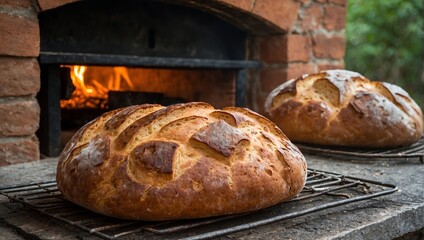 Fresh bread coming out of the oven