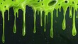 Illustration of vibrant green slime dripping against a glossy black background.