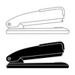 outline silhouette Stapler icon set isolated on white background