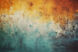 Fototapeta  - Vintage abstract grunge texture background with orange, turquoise, and blue gradient colors, depicting decay and the passage of time. This dirty creative background is perfect for artistic projects