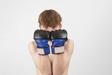 Wall Mural - A Shirtless Teenage Boxer Boy