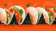 Colorful illustration of homemade Mexican tacos with fresh vegetables and chicken.