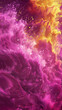 A vibrant eruption of magenta and bright yellow waves, ascending with the explosive force and color of a fireworks display.