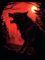 Wall Mural - Werewolf's Haunting Howl