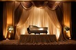 A stage with a piano and a couch