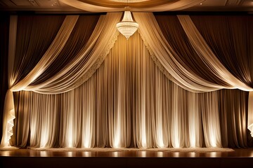 Wall Mural - A large curtain with a chandelier hanging from it