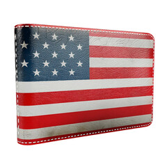 Wallet with USA flag theme, no background, PNG image