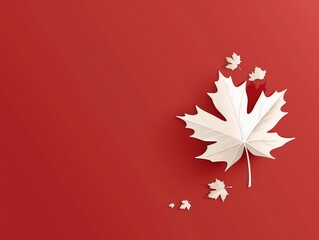 Fototapete - A banner for Canada Day with a maple leaf. Red background and free space for text.