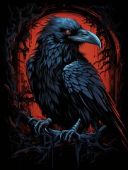 Wall Mural -  Intensely Contrasted Raven Silhouette