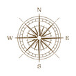 Vector Vintage Wind Rose Symbol, Compass Icon Closeup, Isolated