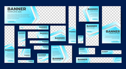 Poster - business background for web ad banner template with text and image spaces. vector