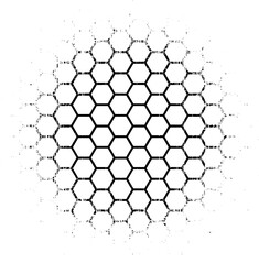 Wall Mural - Rough, irregular texture composed of monochrome geometric elements. distressed grunge hexagon . Abstract vector illustration. Isolated on white background. Vector Format