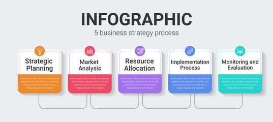 Infographic 5 business strategy process with icons. Modern 5 steps or options business infographic.