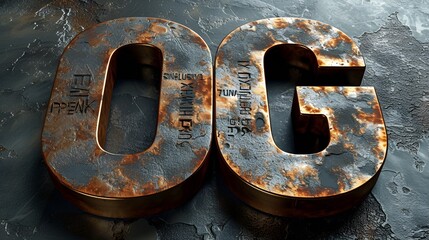 “OG” in large bold stone letters - original gangster 