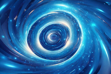 Wall Mural - Abstract blue swirling twisted vortex energy magical cosmic galactic bright glowing spinning tunnel made of lines, background