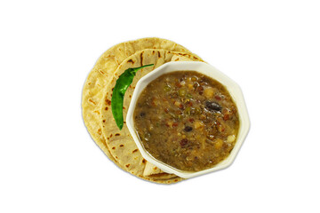 Wall Mural -  indian gujarati traditional flatbread roti or bhakhri,chapati,tanduri Roti,tawa roti,nan,paratha, serve with vegetables,beans masala curry or rice,cutout in transparent background,png format 